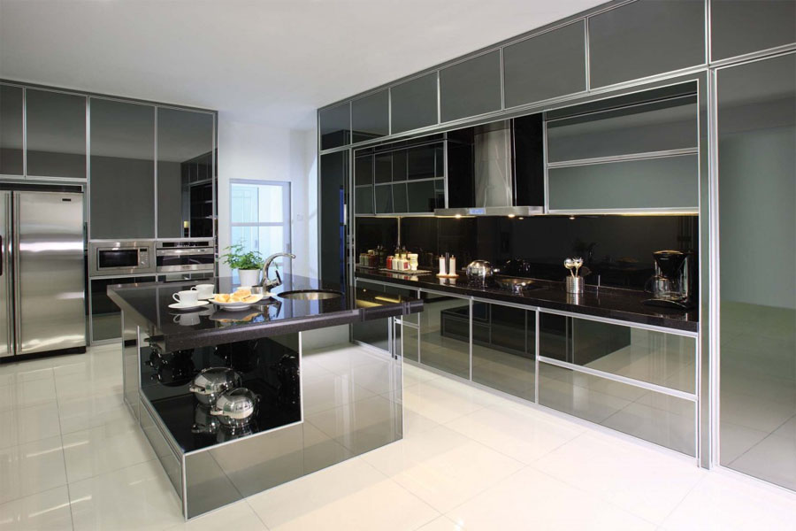 Kitchen Set Aluminium Modern : Modern Two-Tone Kitchen Cabinets #03